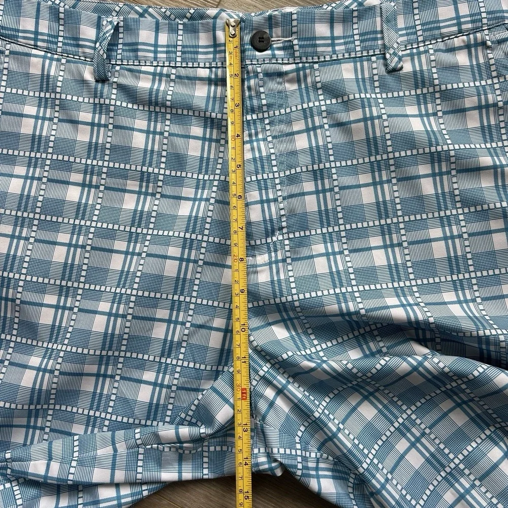 Adidas Golf Shorts‎ Men's Size 38 Stretch Poly Blue Plaid 10